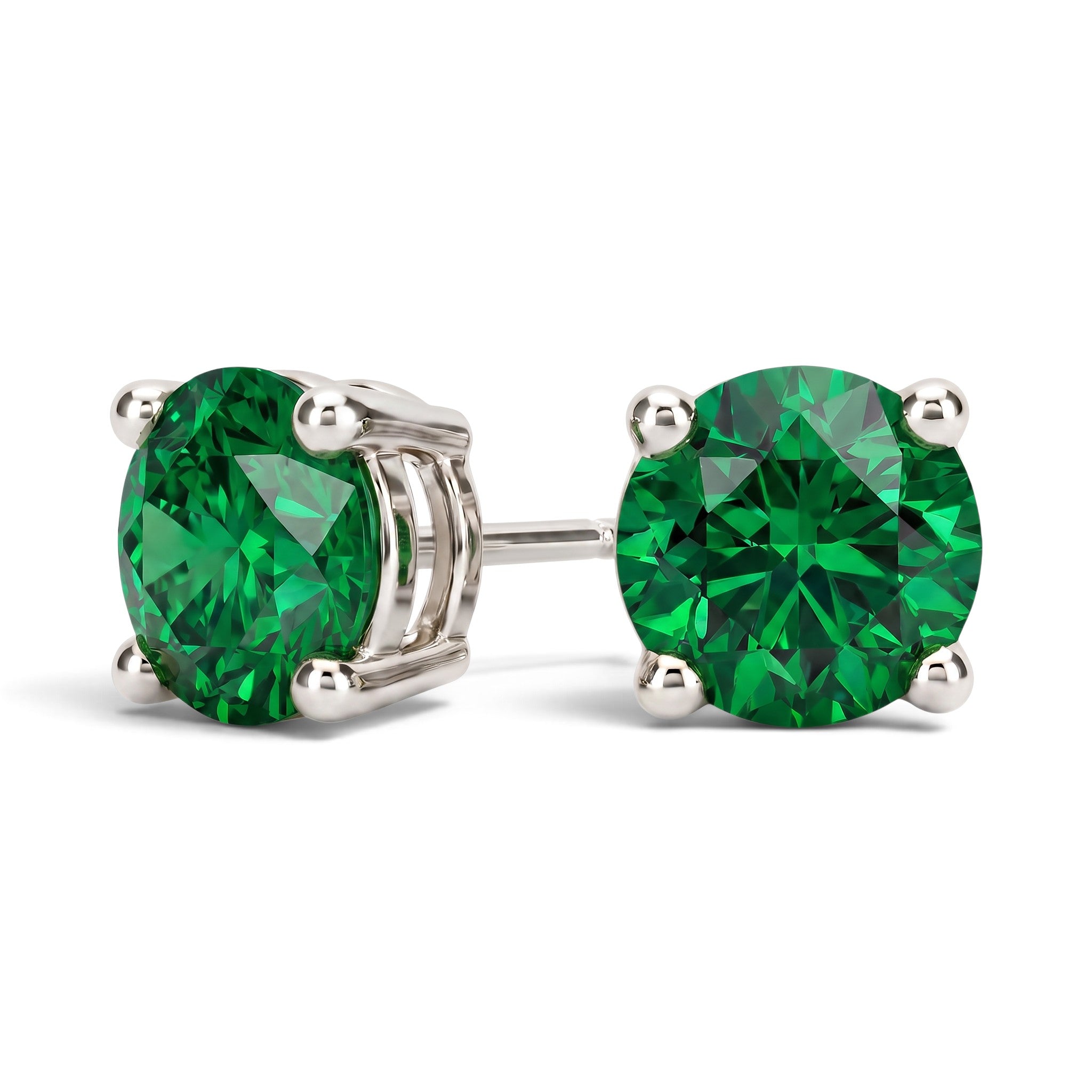 La Ronde® Emerald Stud Earrings, Sterling Silver
