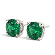 La Ronde® Emerald Stud Earrings, Platinum