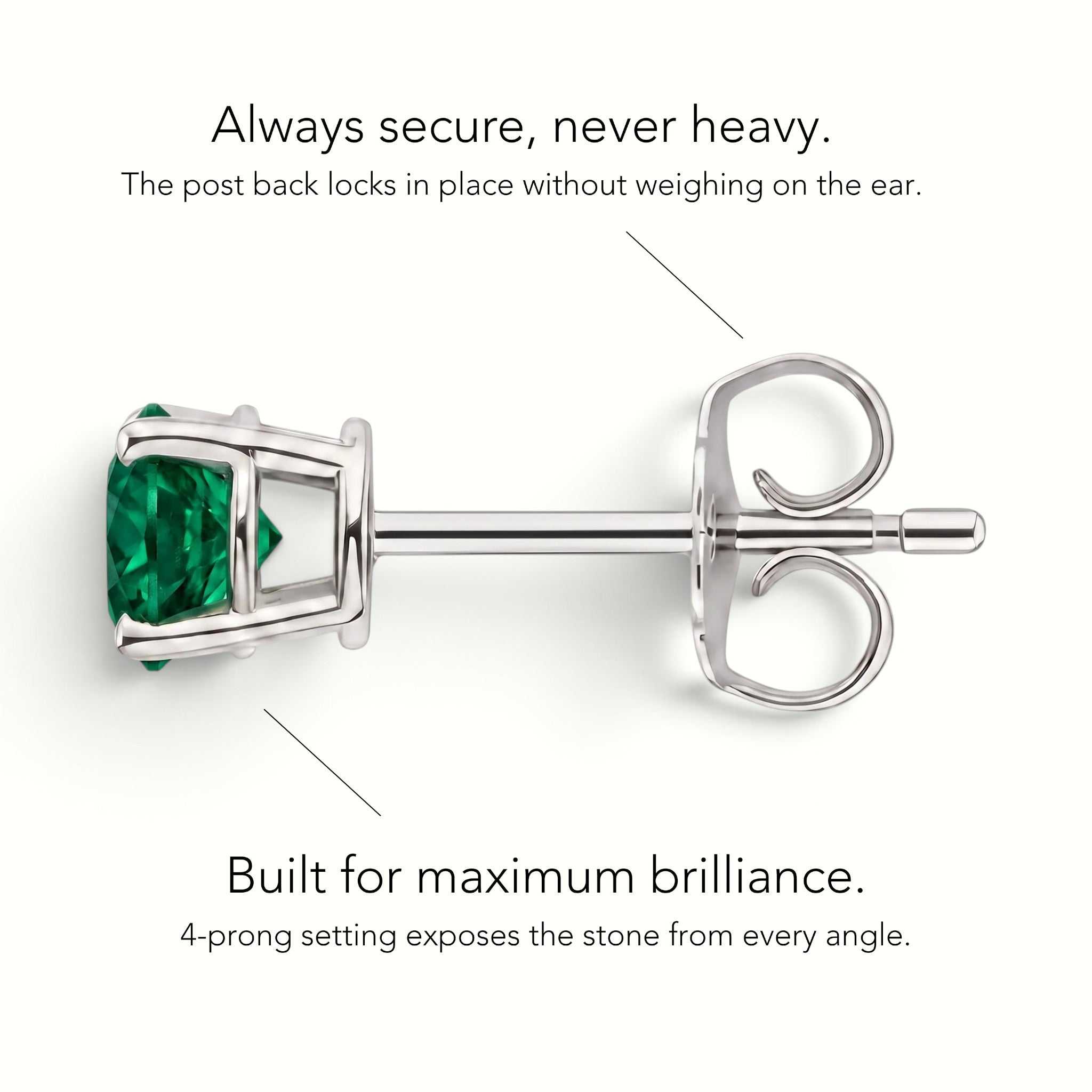 La Ronde® Emerald Stud Earrings, Platinum