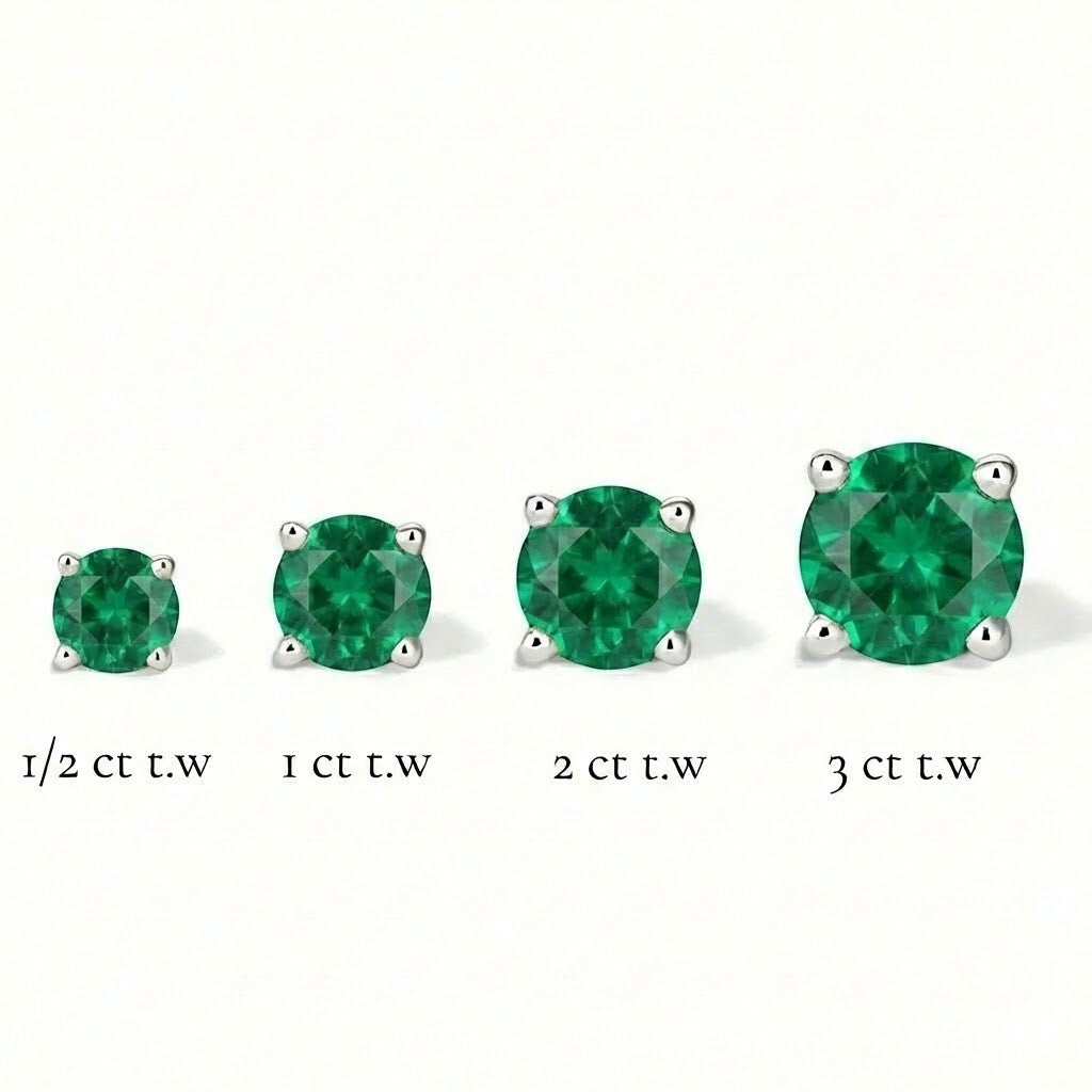La Ronde® Emerald Stud Earrings, Platinum