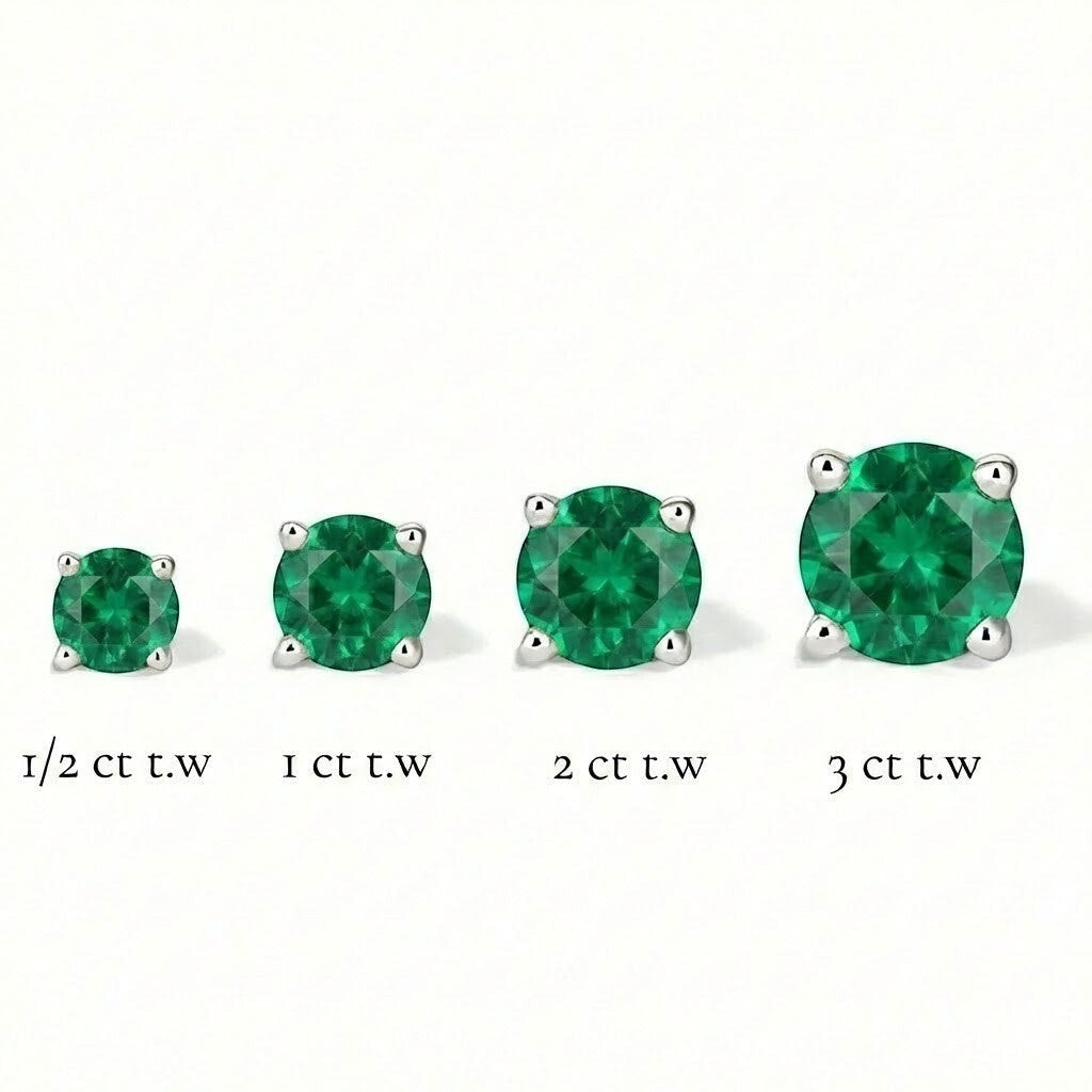 La Ronde® Emerald Stud Earrings, 14K White Gold