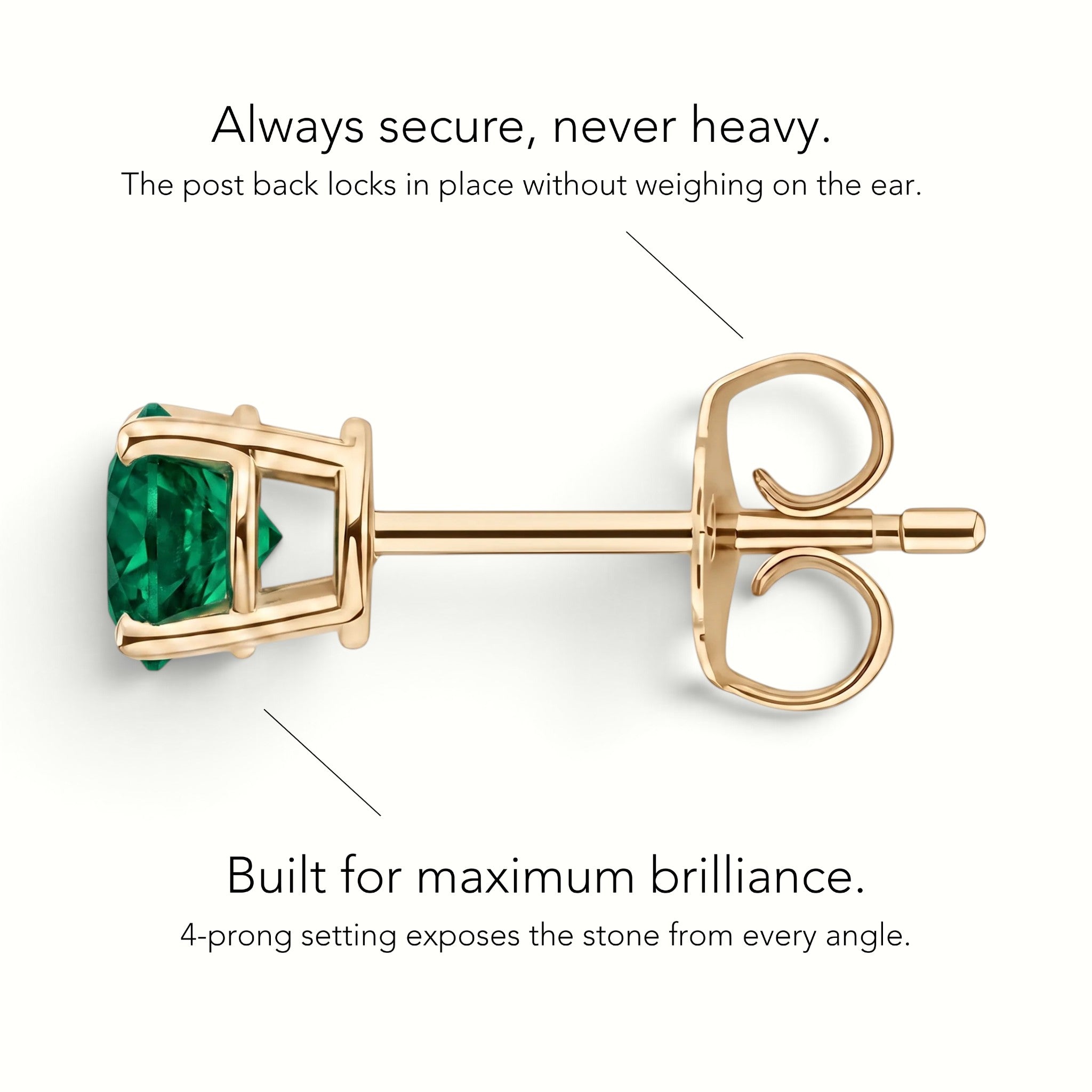 La Ronde® Emerald Stud Earrings, Gold Vermeil