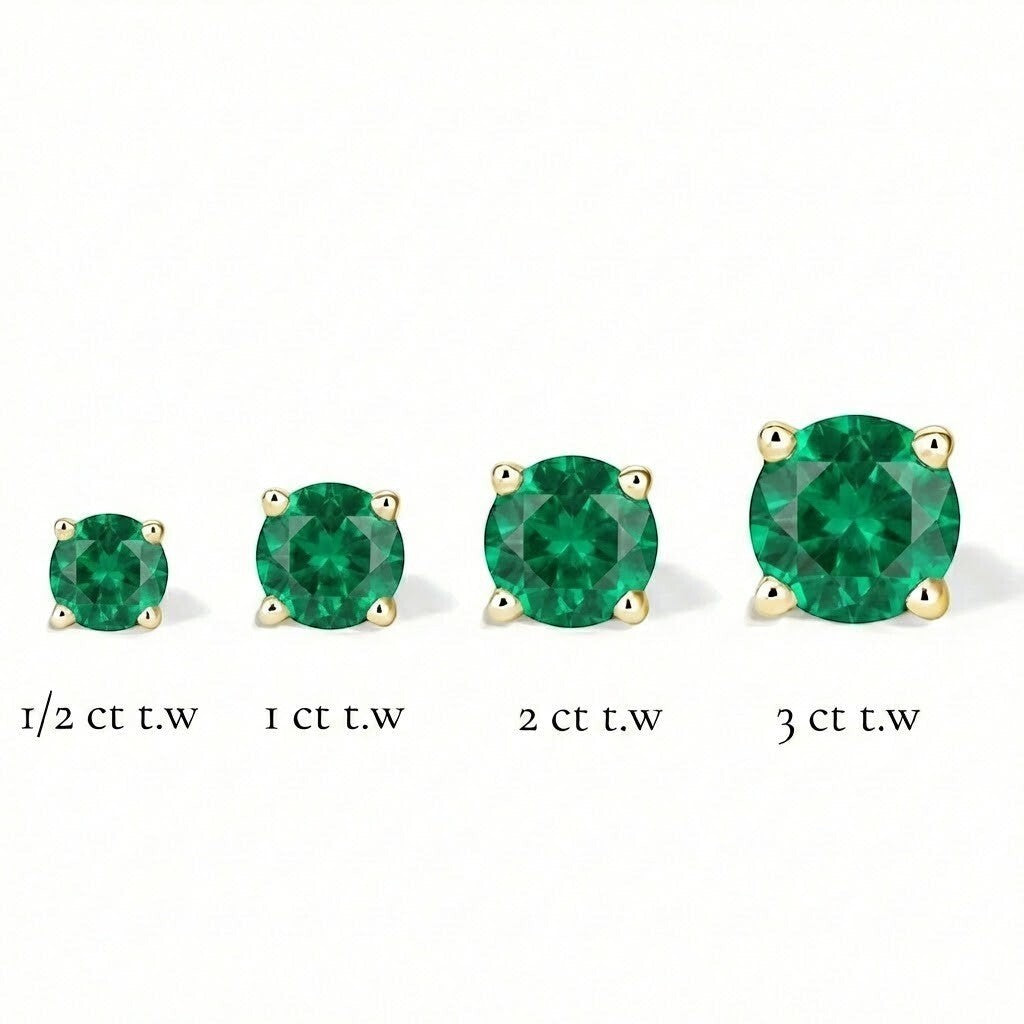 La Ronde® Emerald Stud Earrings, 14K Gold