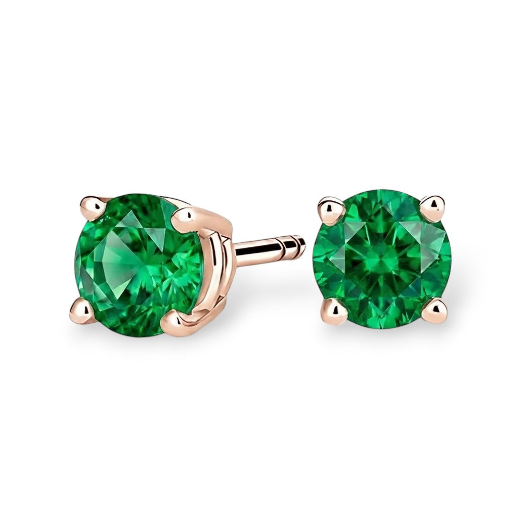 La Ronde® Emerald Stud Earrings, 14K Rose Gold