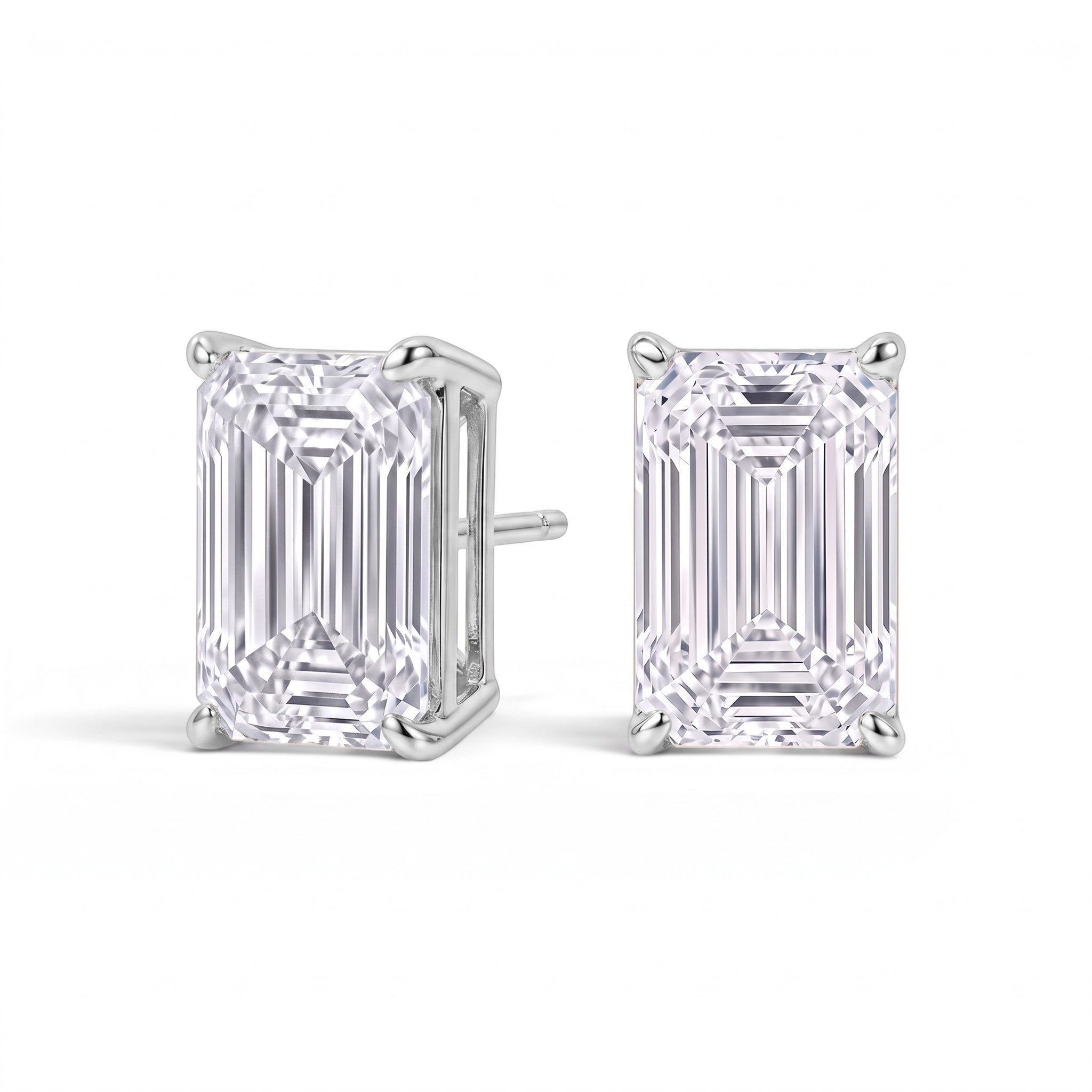 L'Emeraude® Diamond Stud Earrings, Sterling Silver