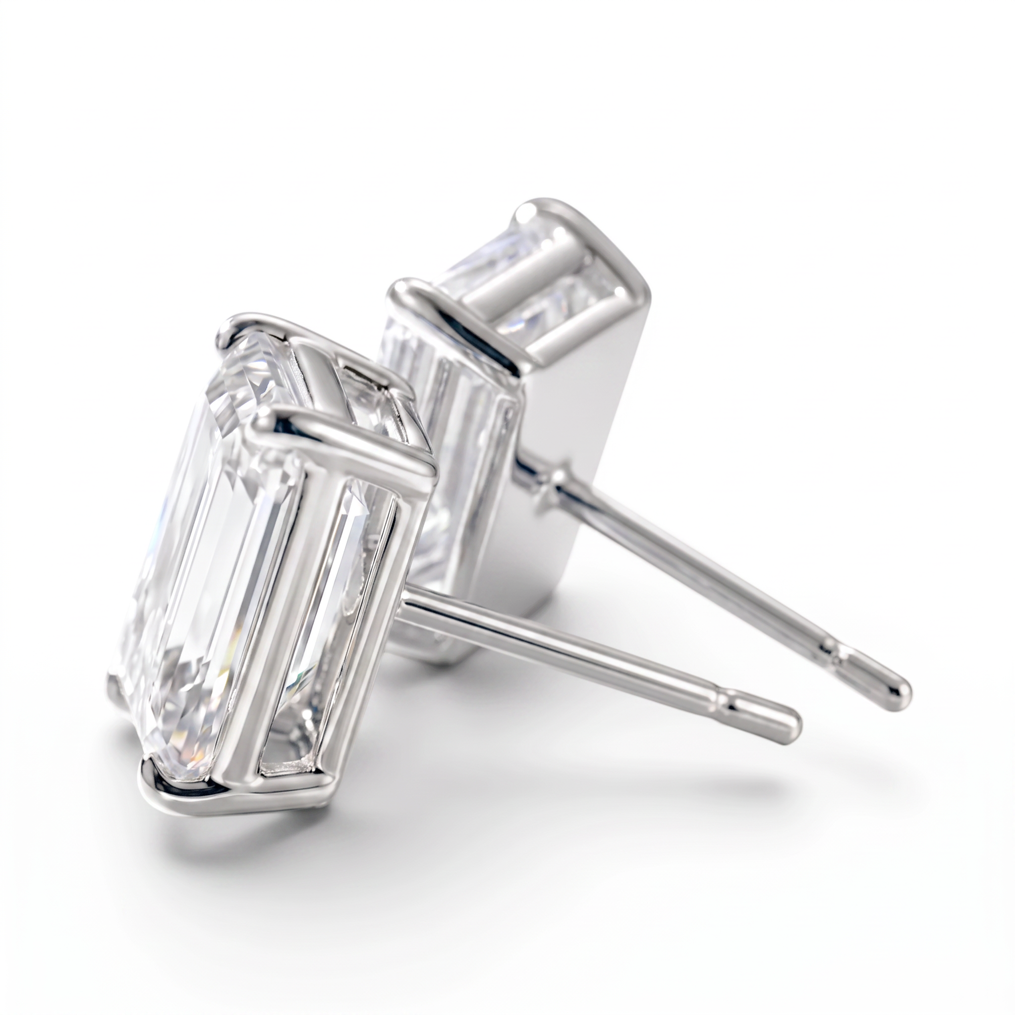L'Emeraude® Diamond Stud Earrings, 14K White Gold