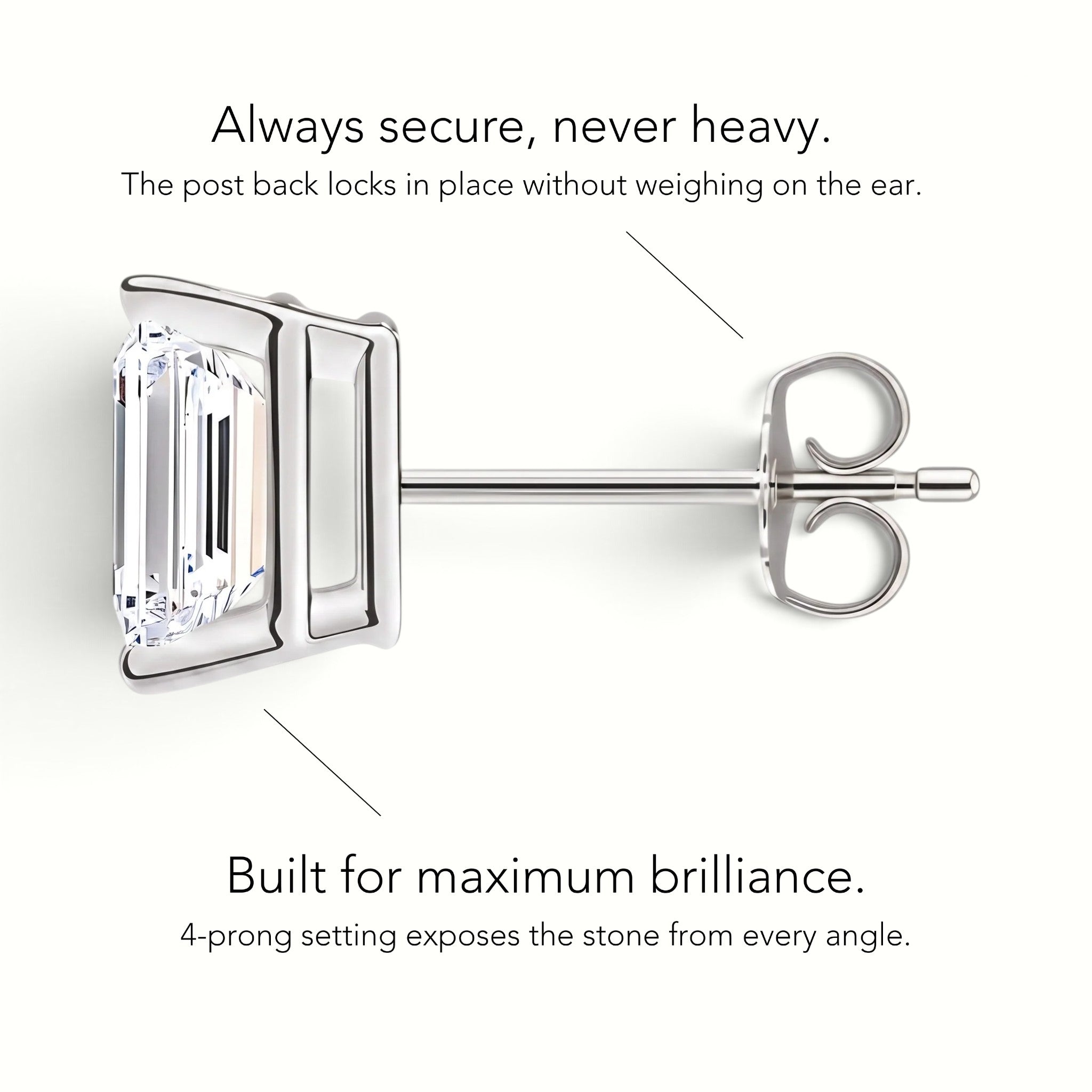 L'Emeraude® Diamond Stud Earrings, Sterling Silver