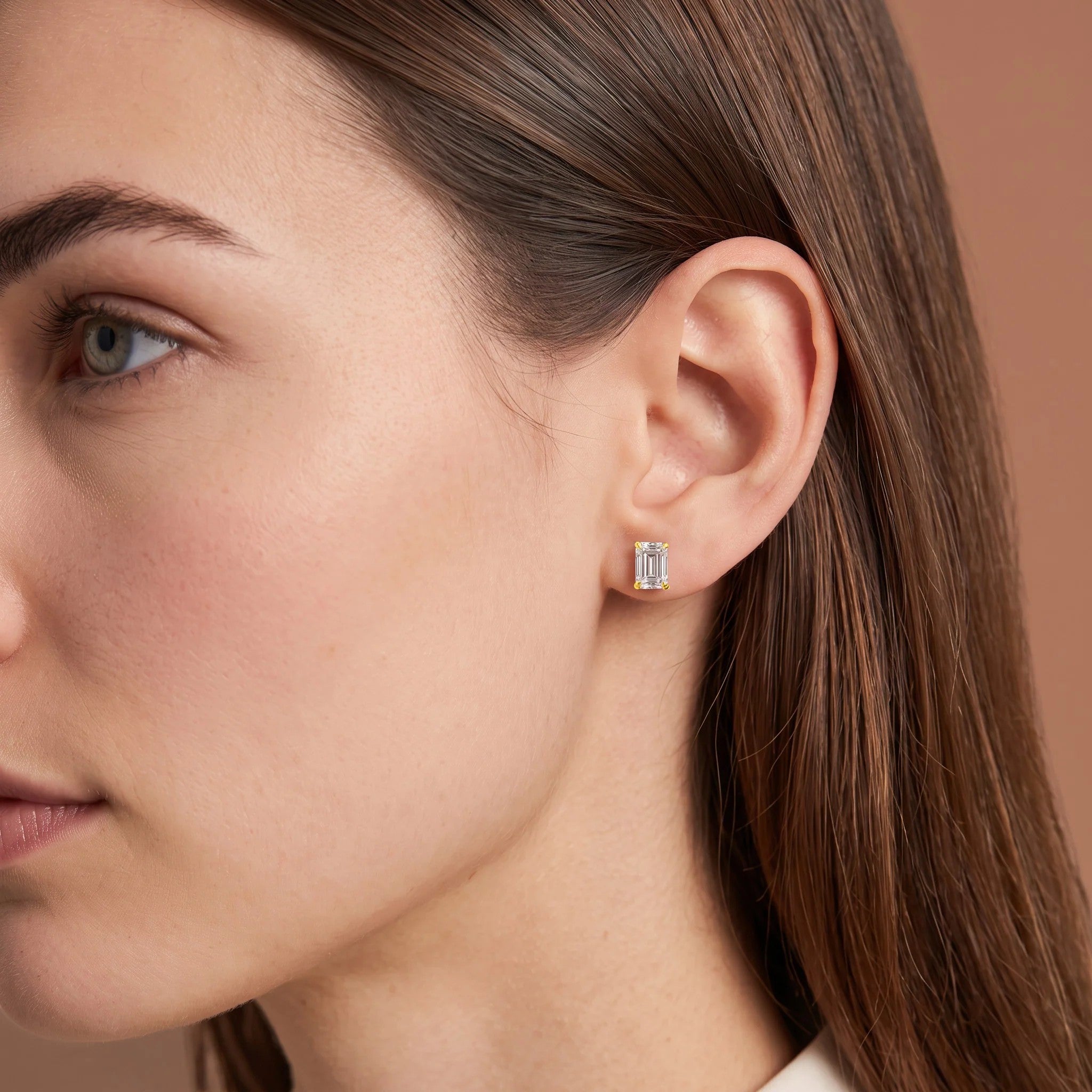 L'Emeraude® Diamond Stud Earrings, Gold Vermeil