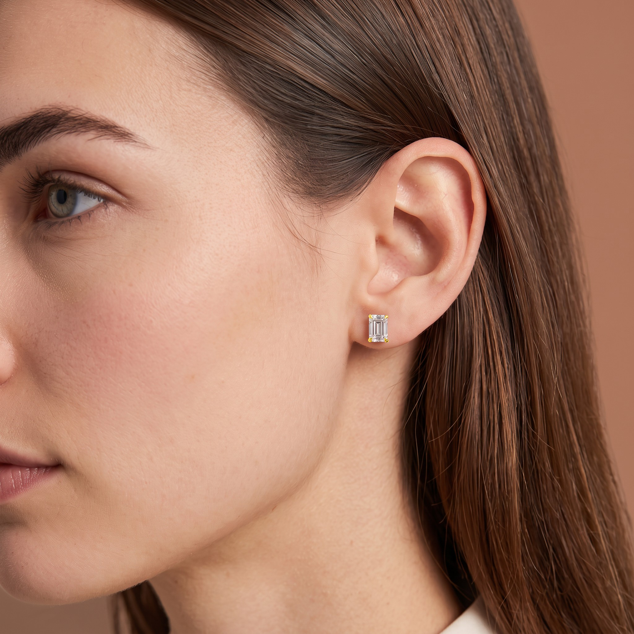 L'Emeraude® Diamond Stud Earrings, 14K Yellow Gold