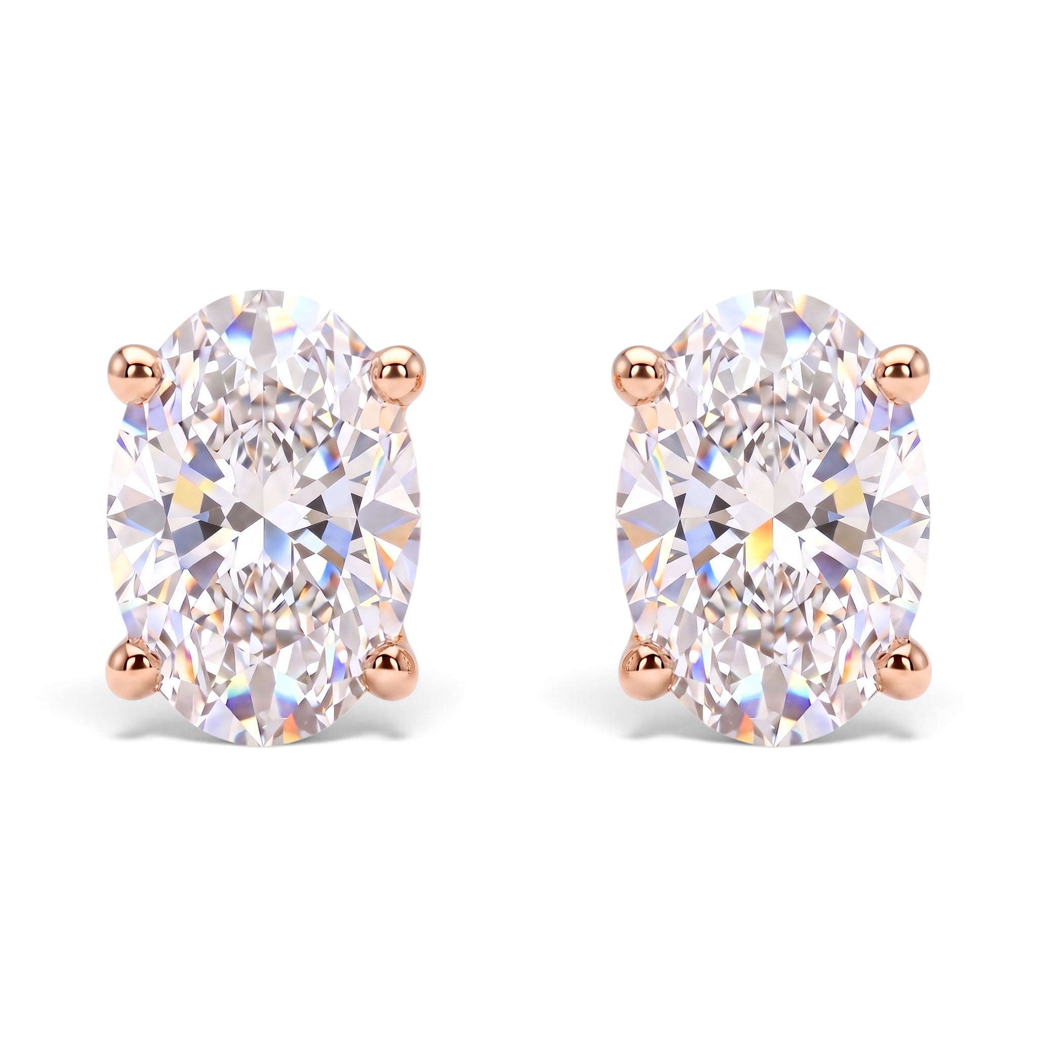 L'Ovale® Diamond Stud Earrings, 14K Rose Gold