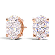 L'Ovale® Diamond Stud Earrings, 14K Rose Gold