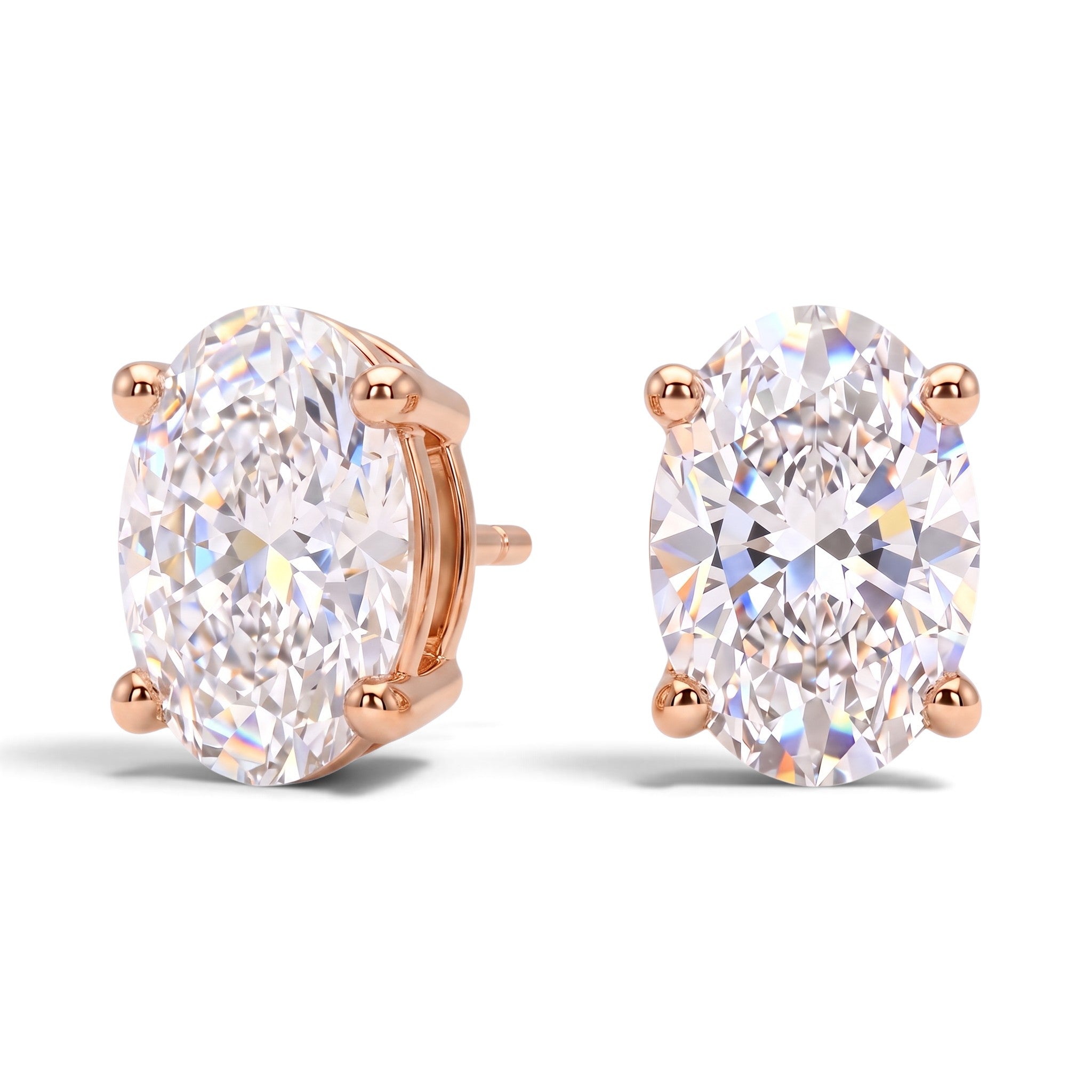 L'Ovale® Diamond Stud Earrings, 14K Rose Gold