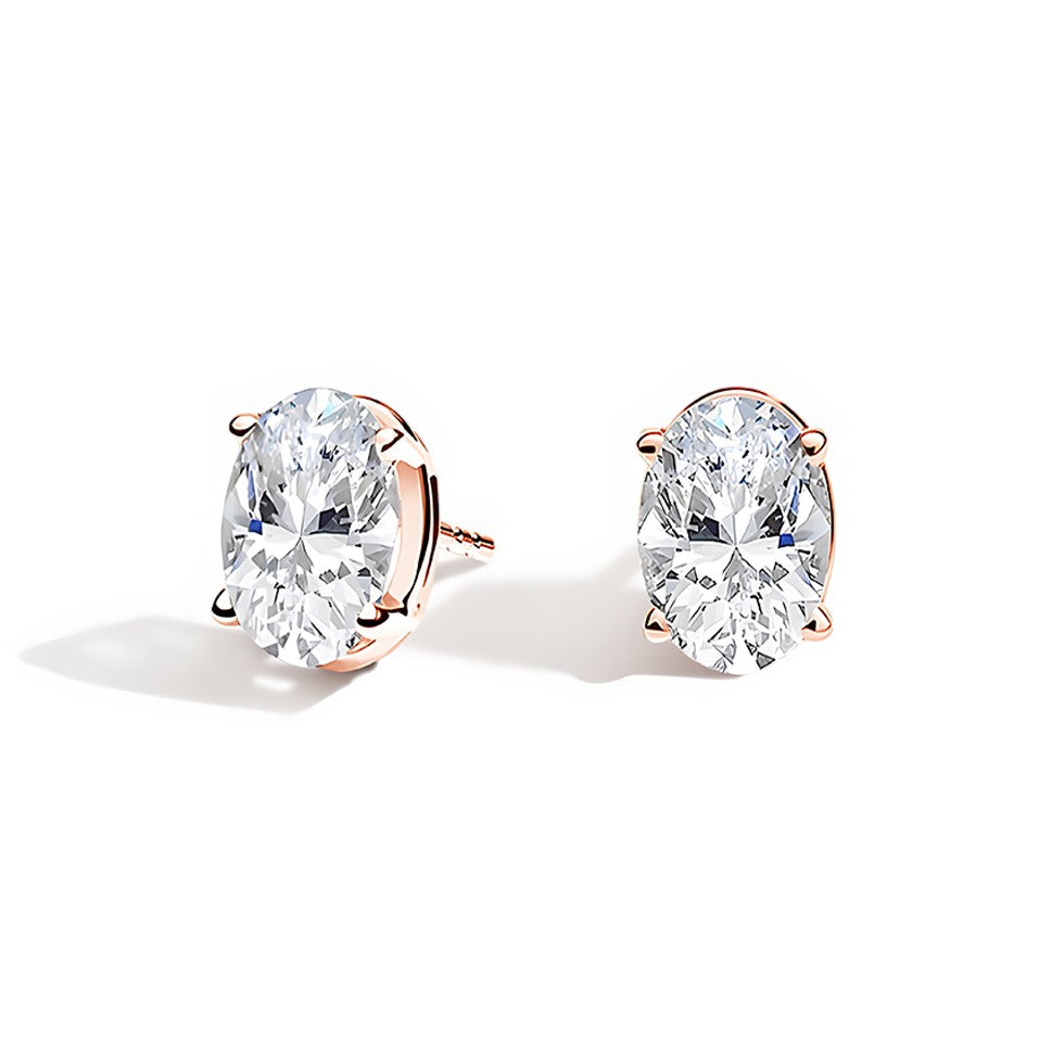L'Ovale® Diamond Stud Earrings, 14K Rose Gold