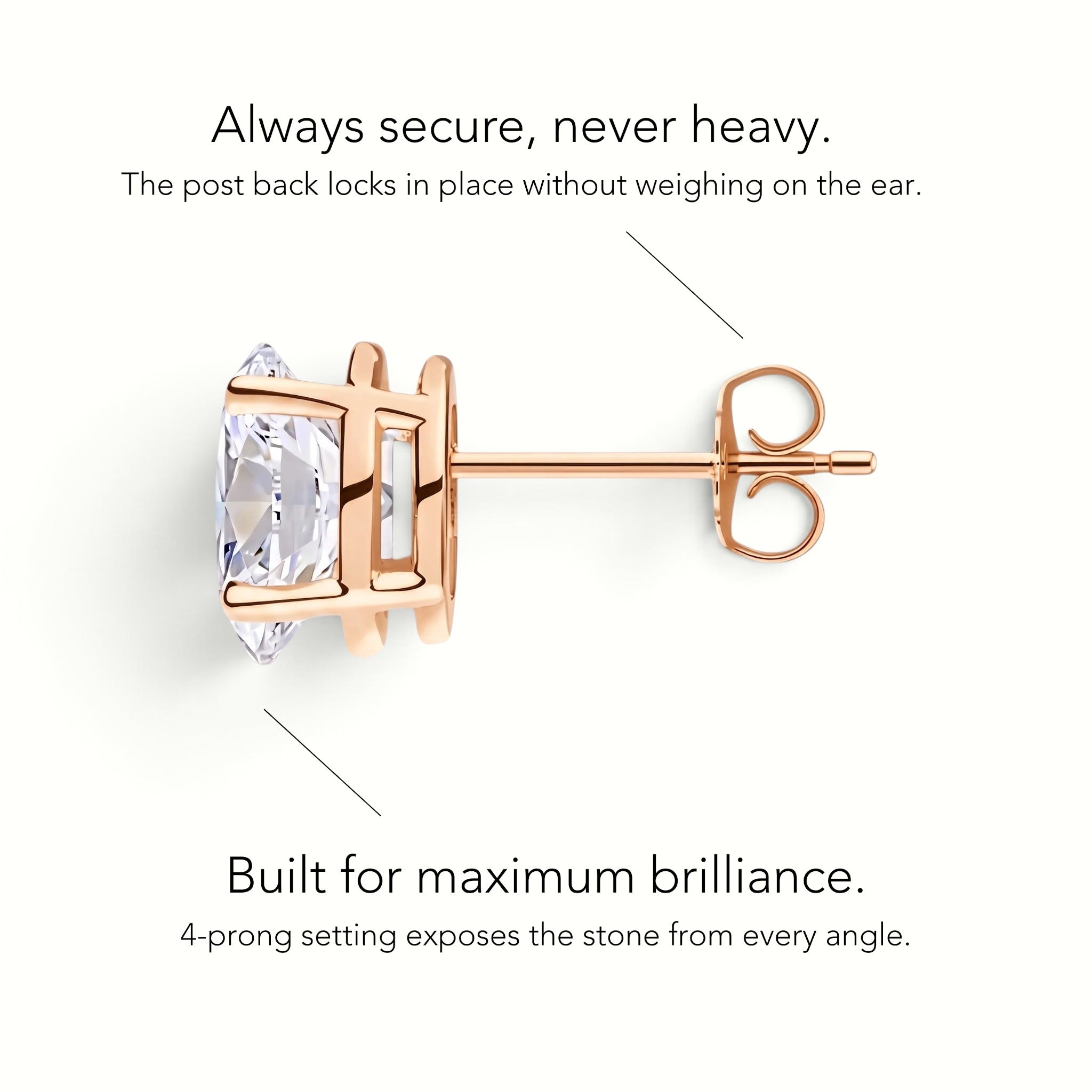 L'Ovale® Diamond Stud Earrings, 14K Rose Gold