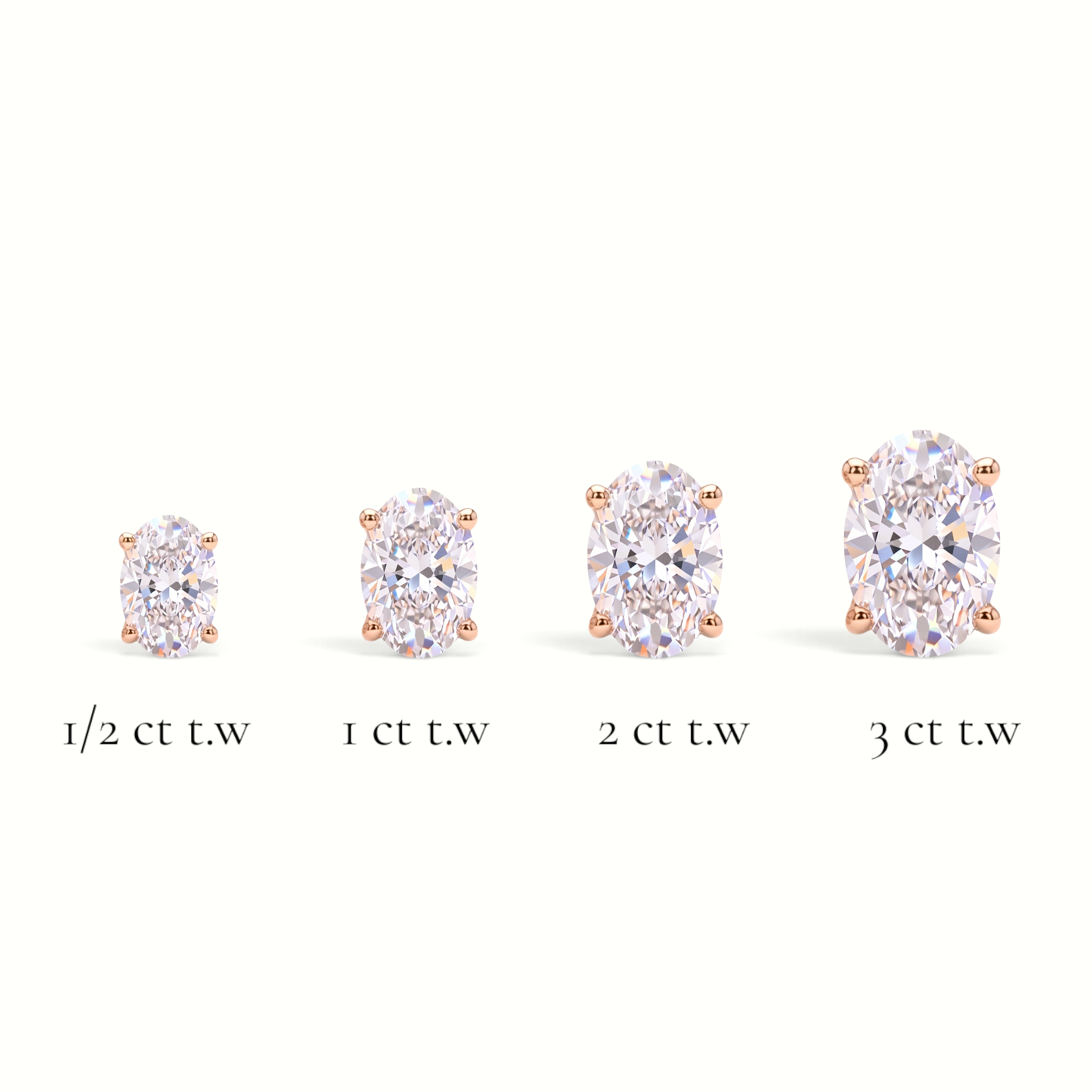 L'Ovale® Diamond Stud Earrings, 14K Rose Gold