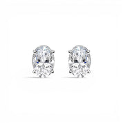L'Ovale® Diamond Stud Earrings, 14K White Gold