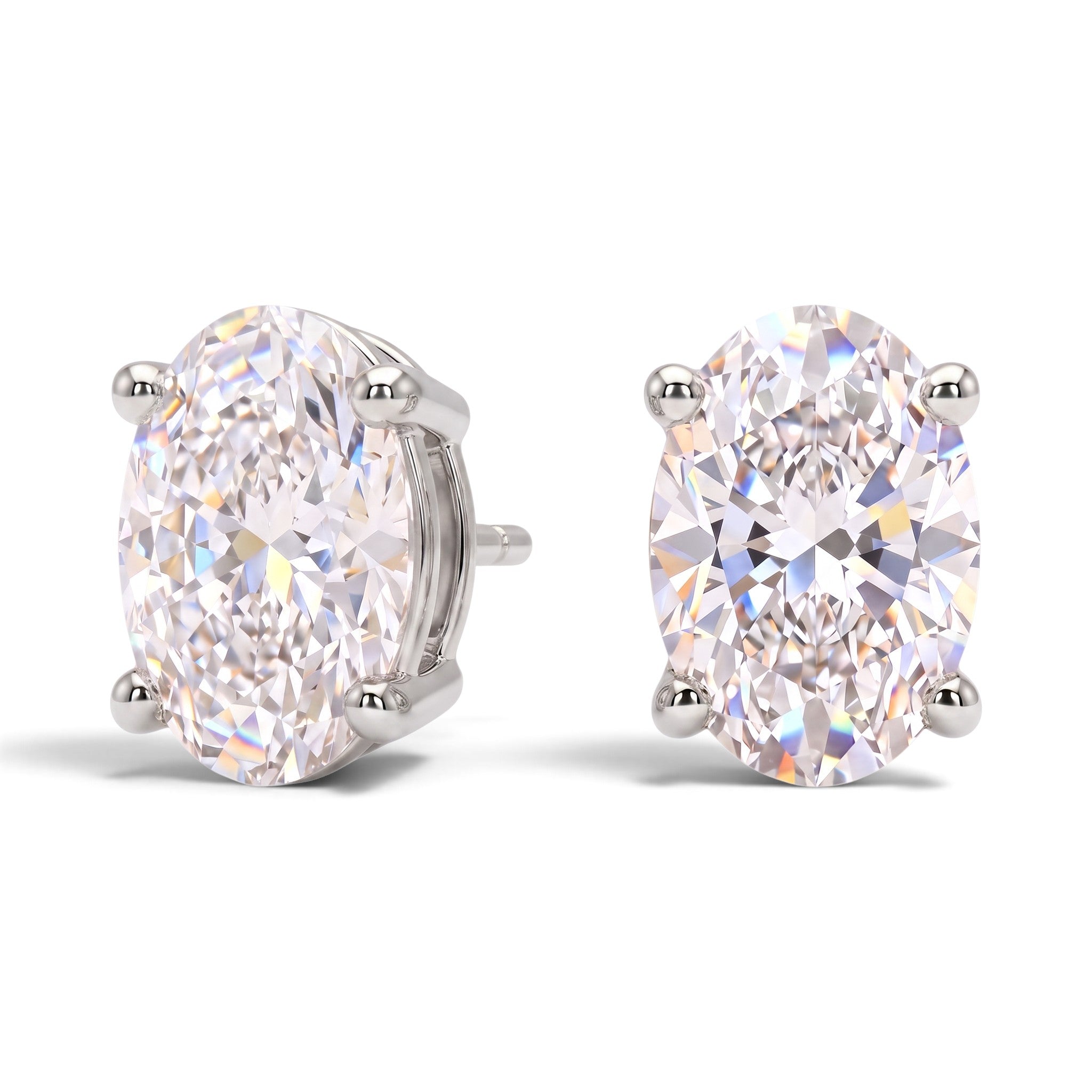 L'Ovale® Diamond Stud Earrings, Sterling Silver