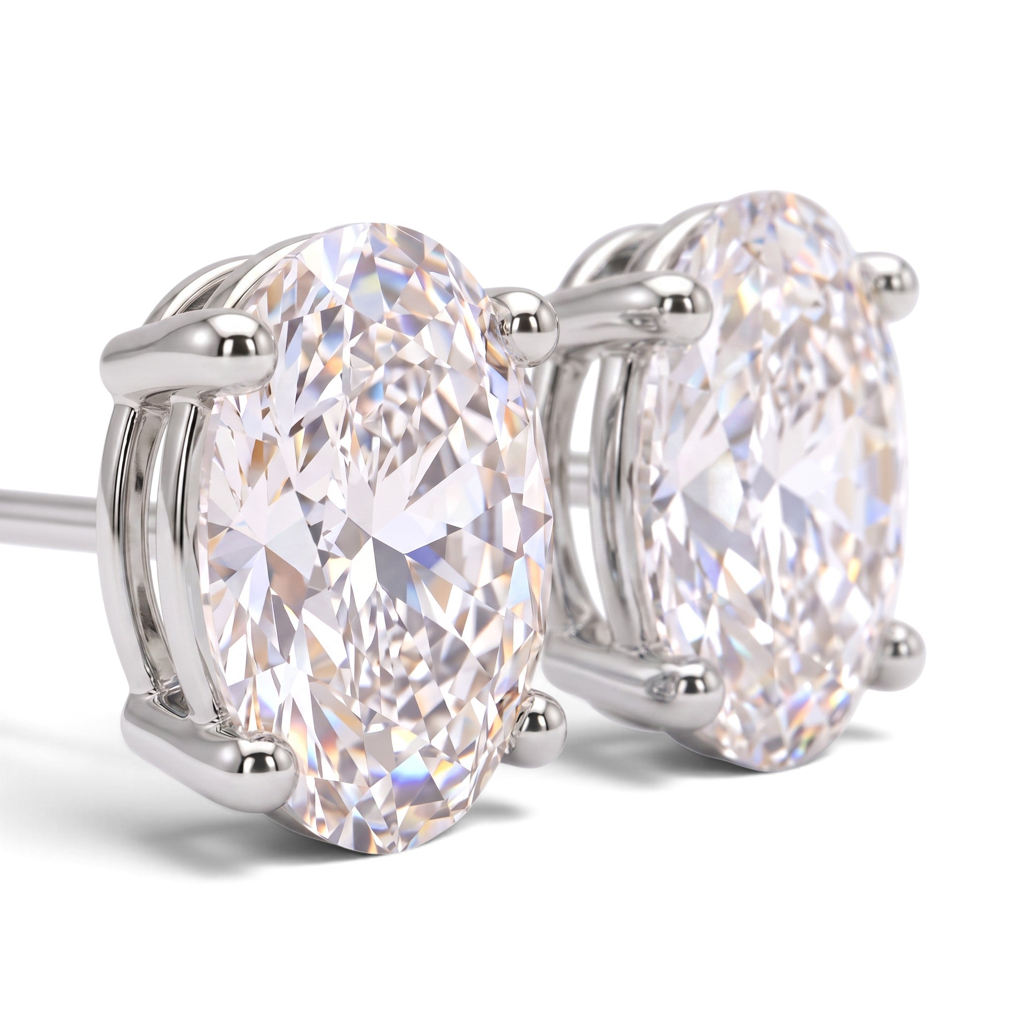 L'Ovale® Diamond Stud Earrings, Sterling Silver