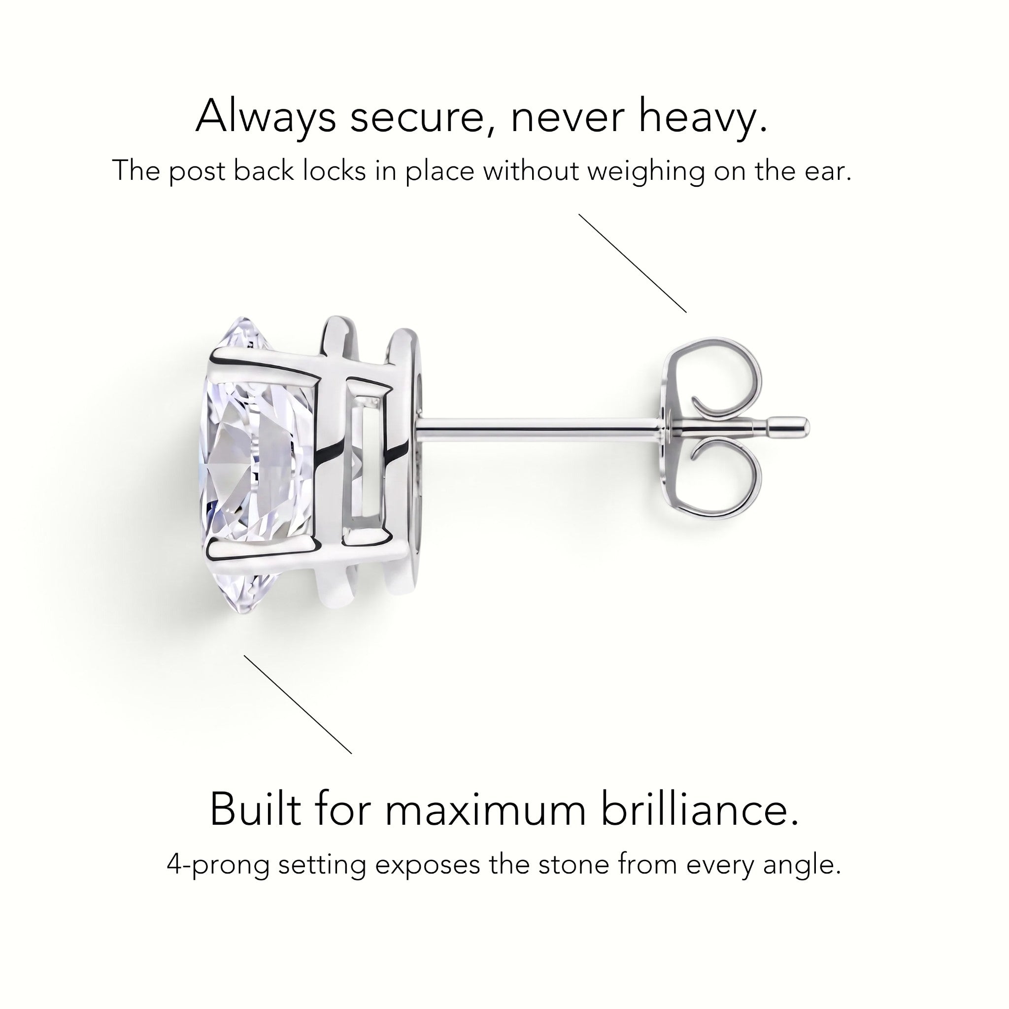 L'Ovale® Diamond Stud Earrings, Sterling Silver