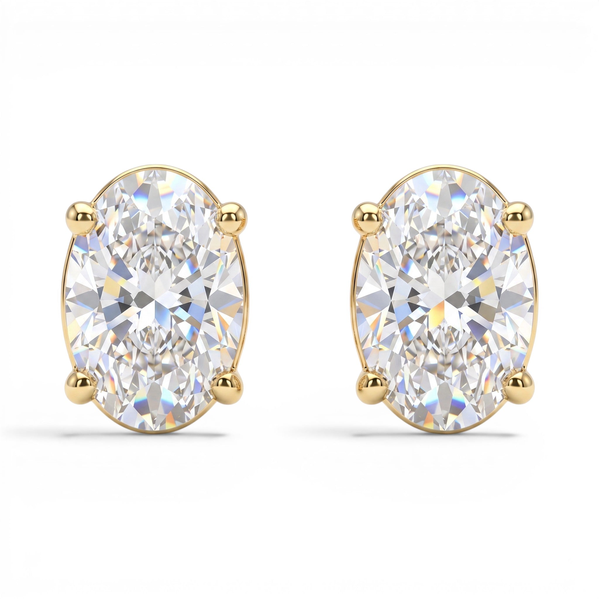 L'Ovale® Diamond Stud Earrings, 14K Gold