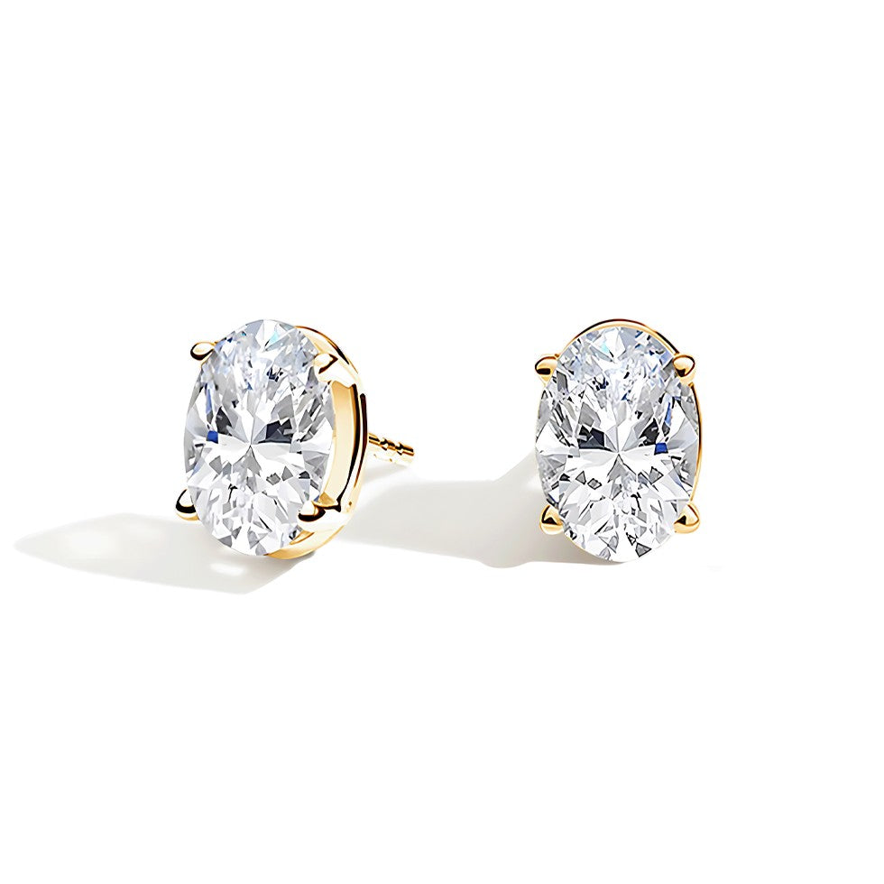 L'Ovale® Diamond Stud Earrings, Gold Vermeil