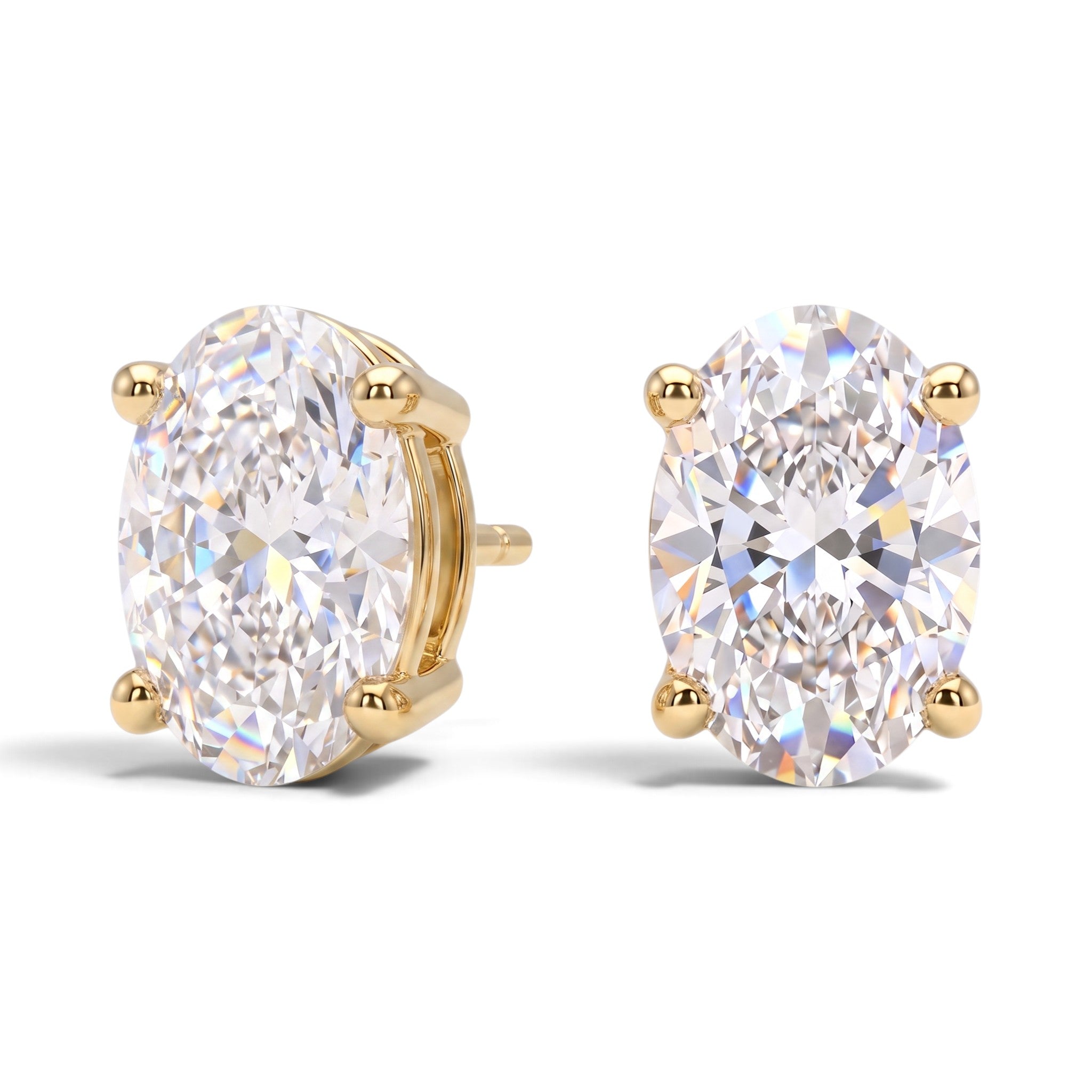 L'Ovale® Diamond Stud Earrings, 14K Yellow Gold
