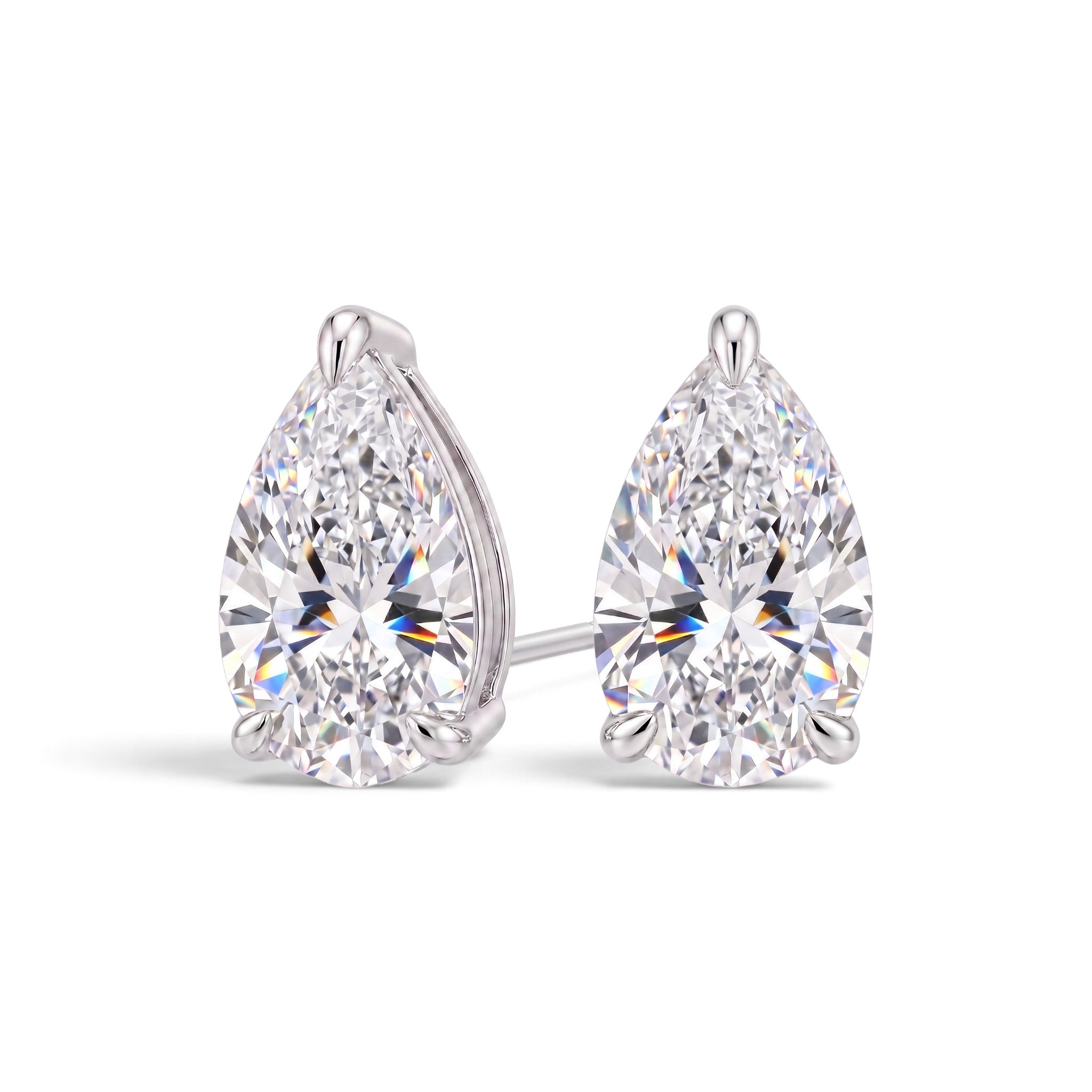 La Poire® Diamond Stud Earrings, 14K White Gold