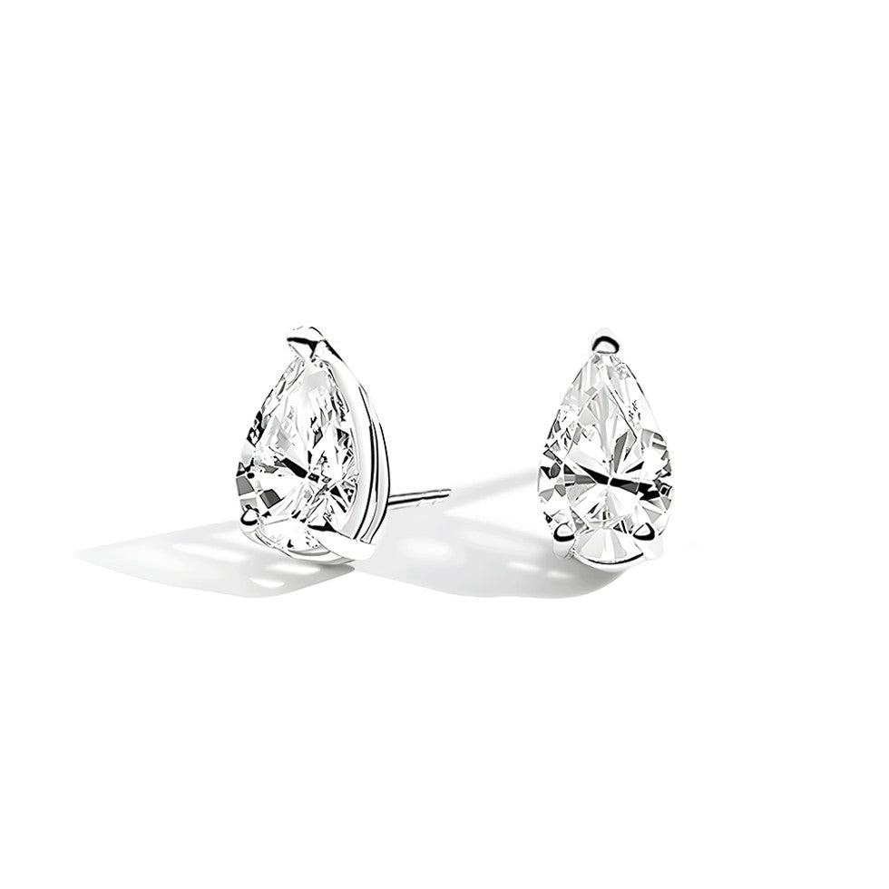 La Poire® Diamond Stud Earrings, Sterling Silver