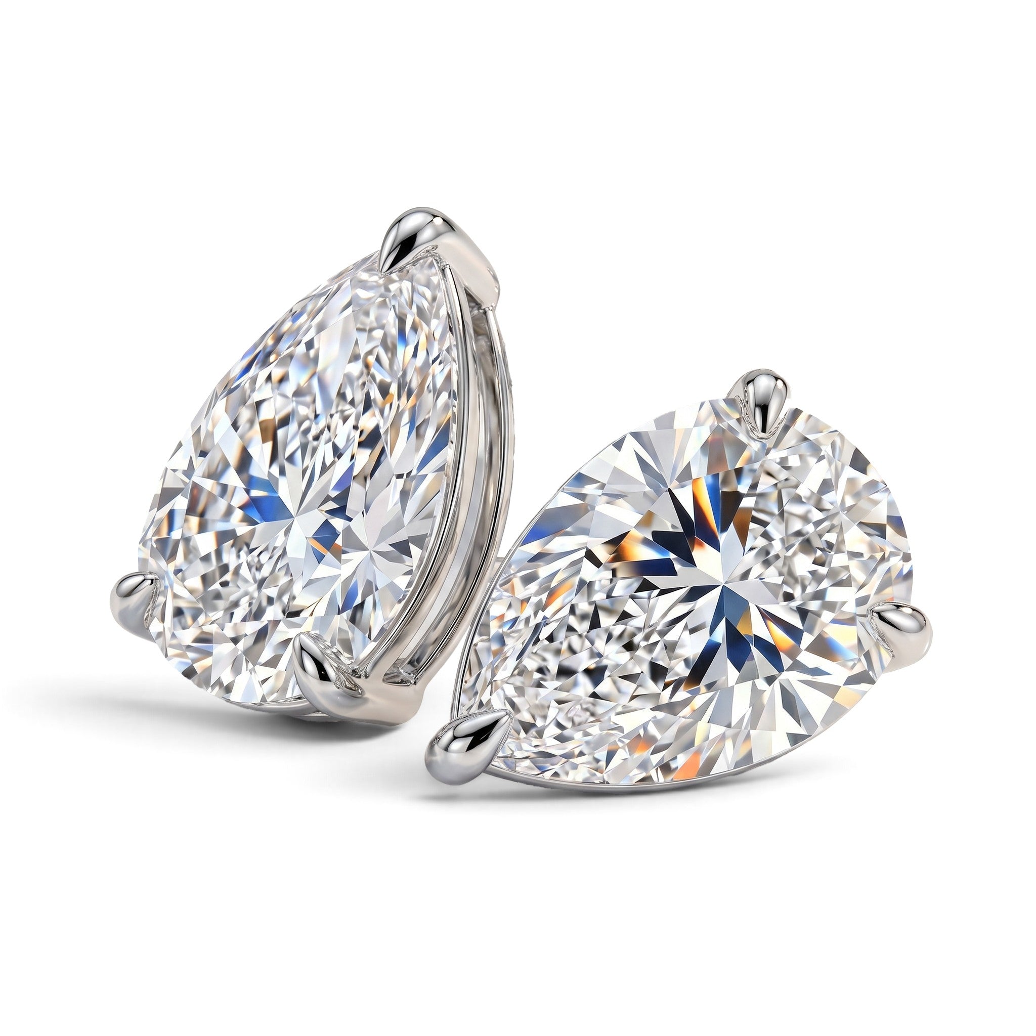 La Poire® Diamond Stud Earrings, 14K White Gold