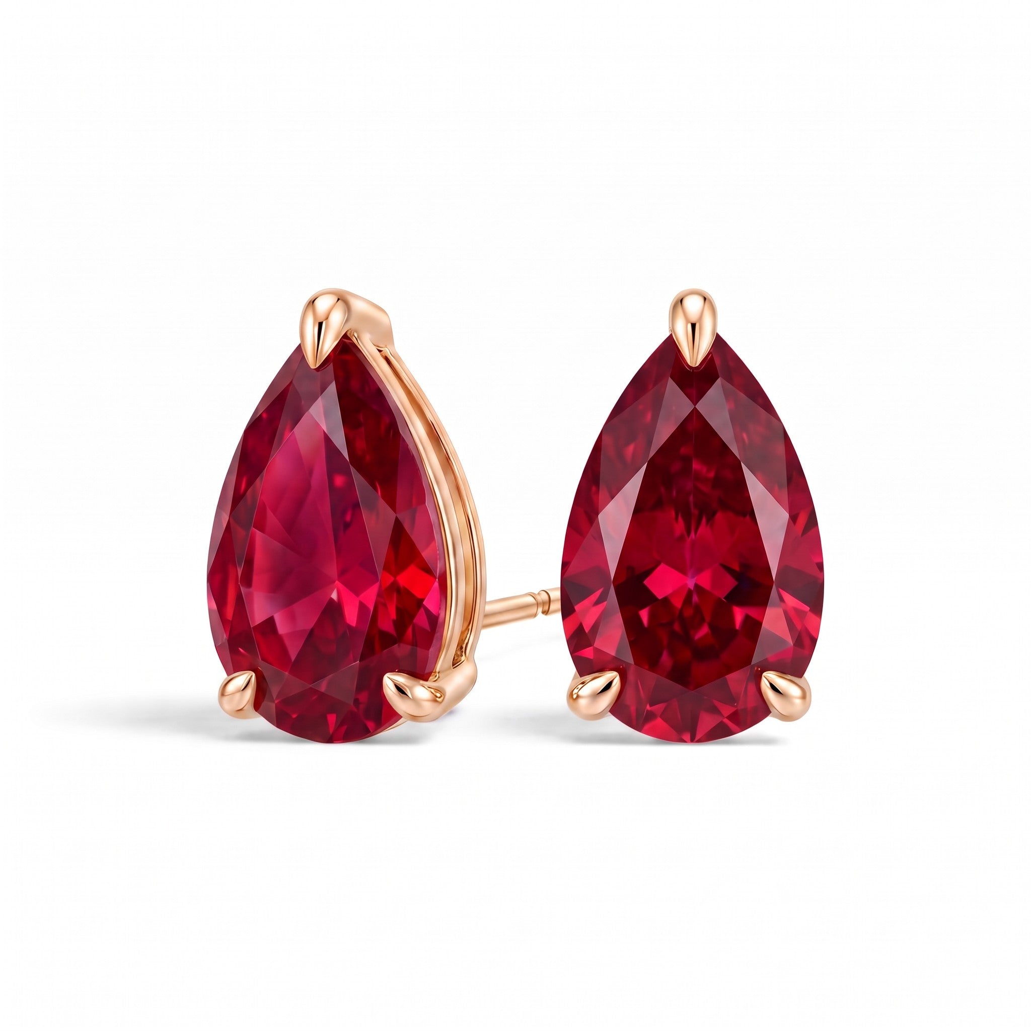 La Poire® Ruby Stud Earrings, 14K Rose Gold