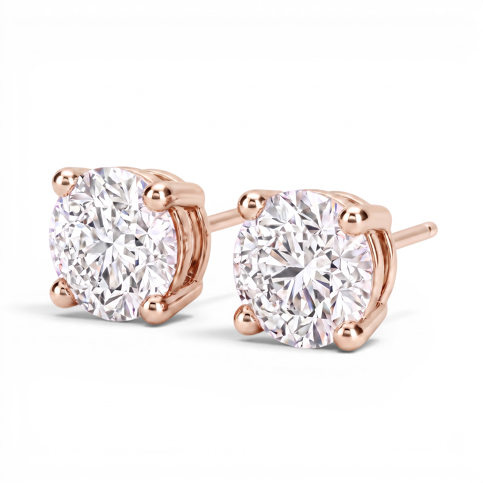La Ronde® Diamond Stud Earrings, 14K Rose Gold