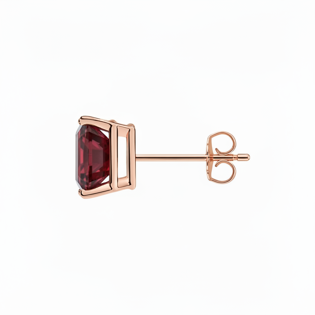 L'Emeraude® Ruby Stud Earrings, 14K Rose Gold