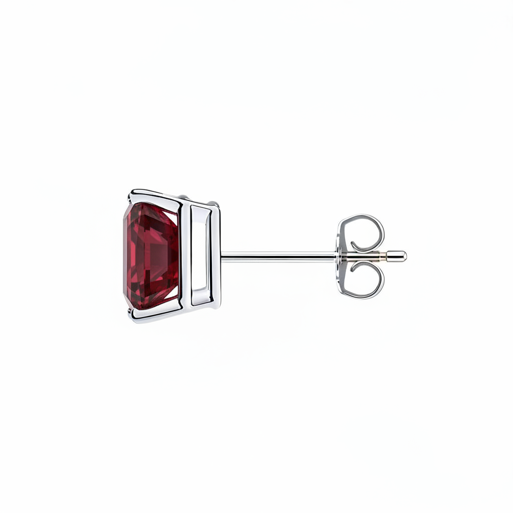 L'Emeraude® Ruby Stud Earrings, 14K White Gold