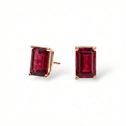 L'Emeraude® Ruby Stud Earrings, 14K Rose Gold