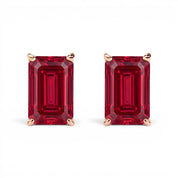L'Emeraude® Ruby Stud Earrings, 14K Rose Gold