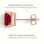 L'Emeraude® Ruby Stud Earrings, 14K Rose Gold