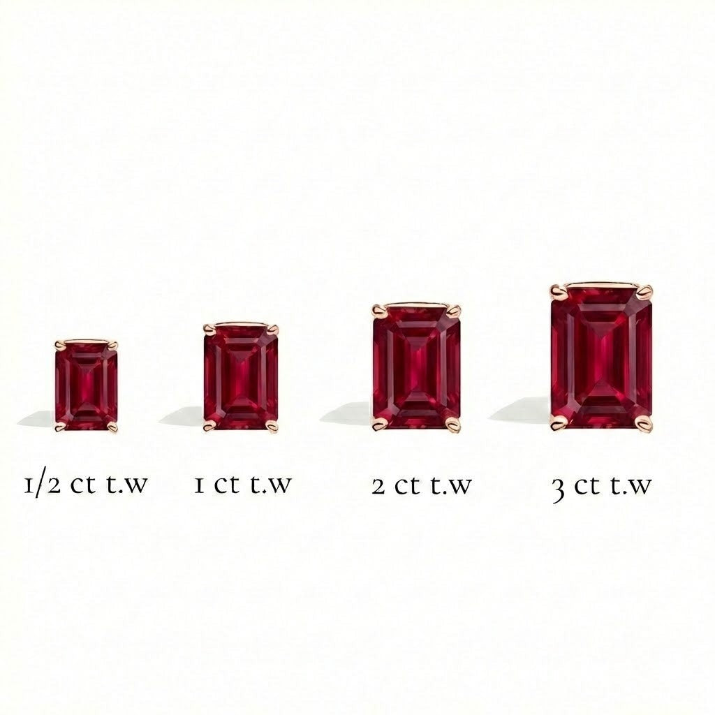 L'Emeraude® Ruby Stud Earrings, 14K Rose Gold