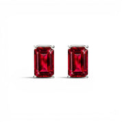 L'Emeraude® Ruby Stud Earrings, 14K White Gold