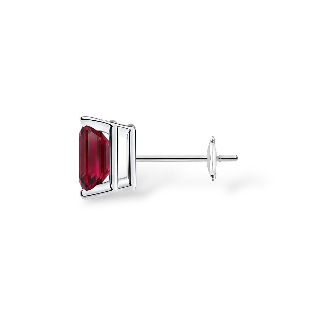 L'Emeraude® Ruby Stud Earrings, 14K White Gold
