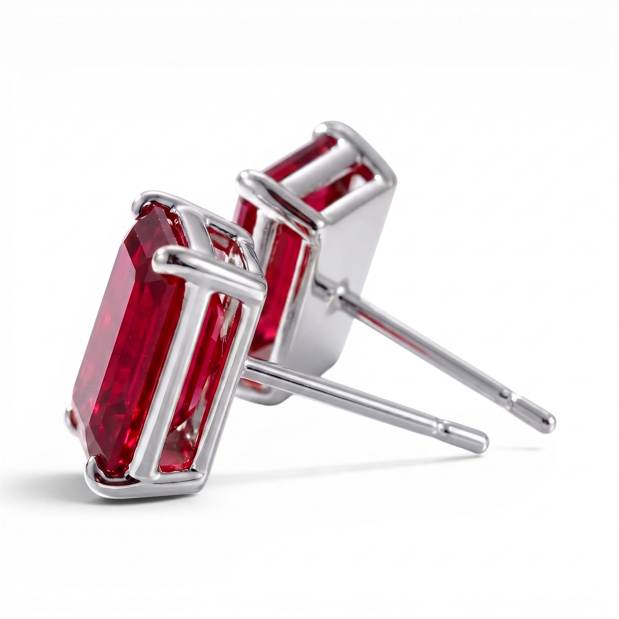 L'Emeraude® Ruby Stud Earrings, Platinum