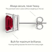 L'Emeraude® Ruby Stud Earrings, 14K White Gold