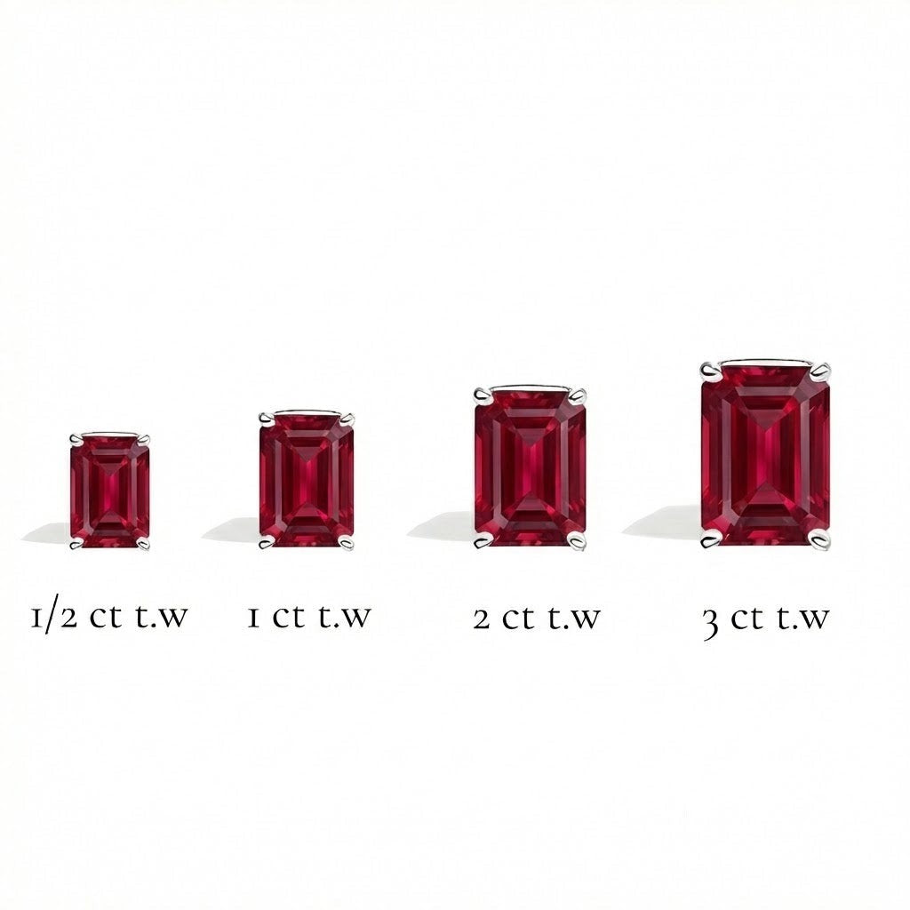 L'Emeraude® Ruby Stud Earrings, 14K White Gold