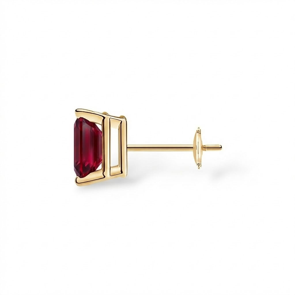 L'Emeraude® Ruby Stud Earrings, 14K Gold