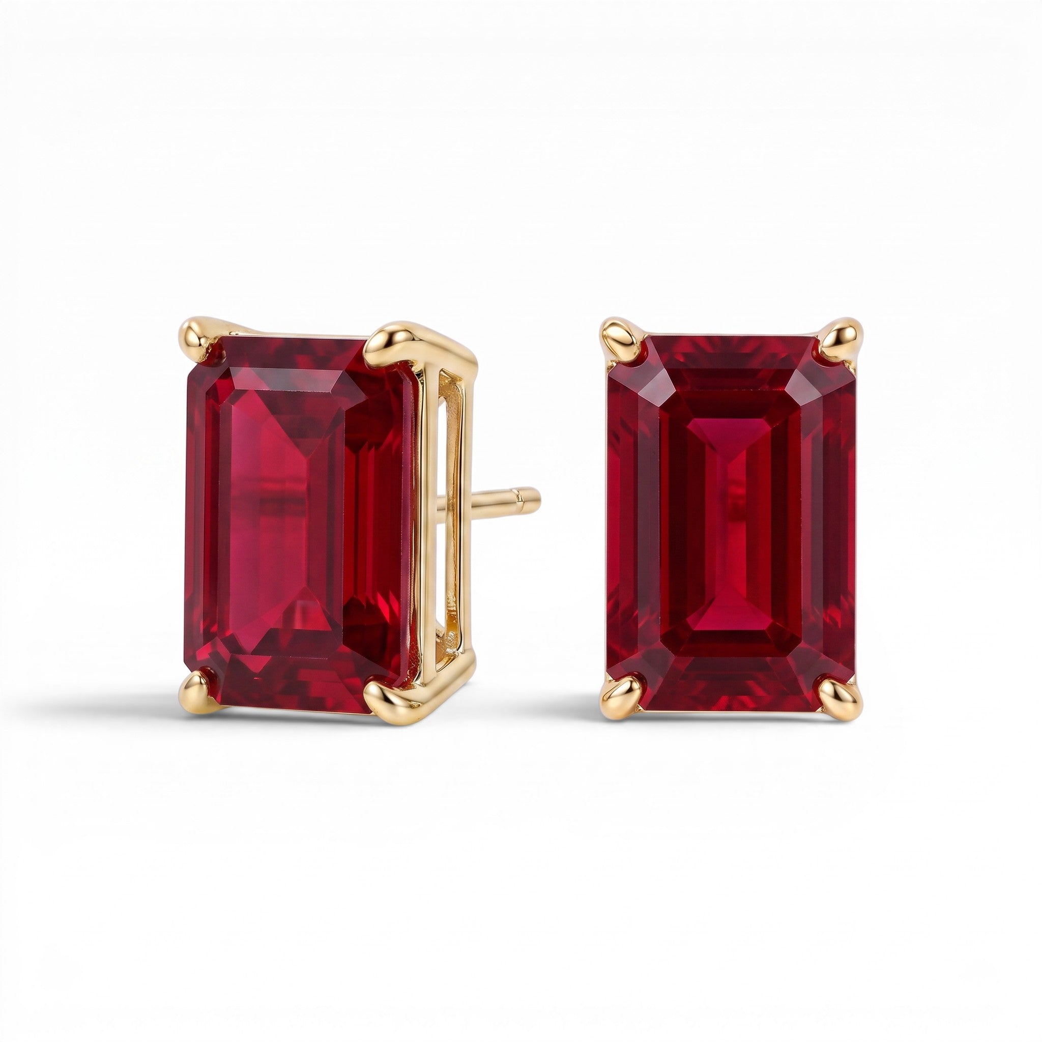 L'Emeraude® Ruby Stud Earrings, Gold Vermeil
