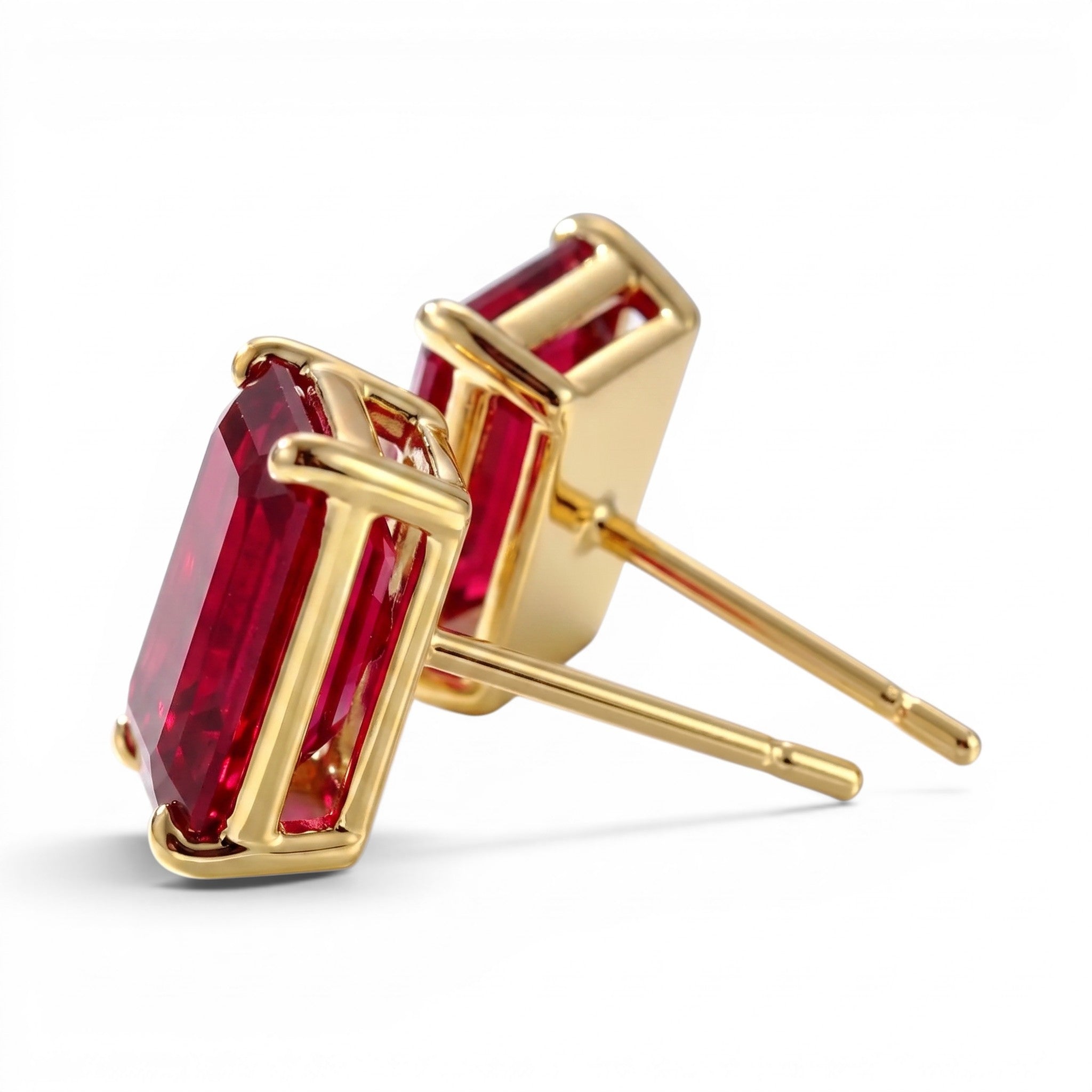 L'Emeraude® Ruby Stud Earrings, Gold Vermeil