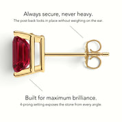 L'Emeraude® Ruby Stud Earrings, 14K Yellow Gold