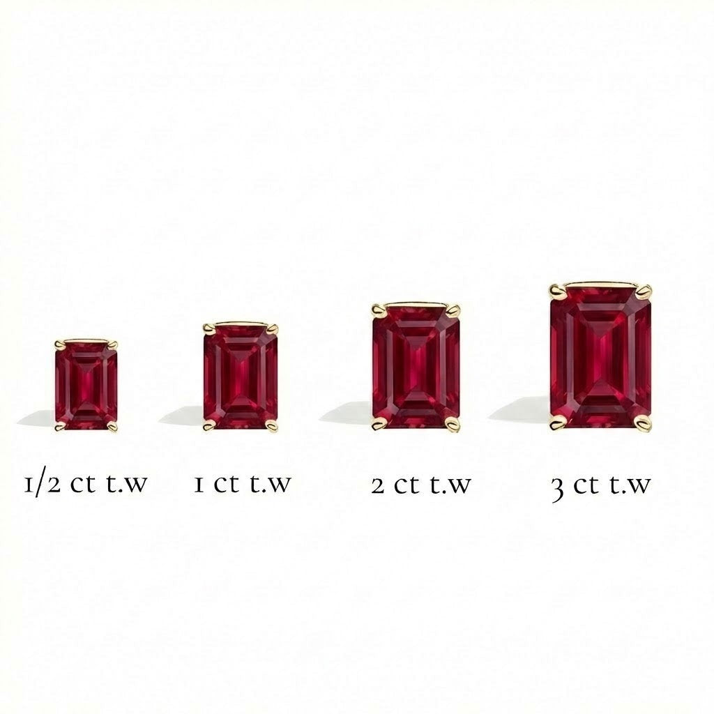 L'Emeraude® Ruby Stud Earrings, Gold Vermeil