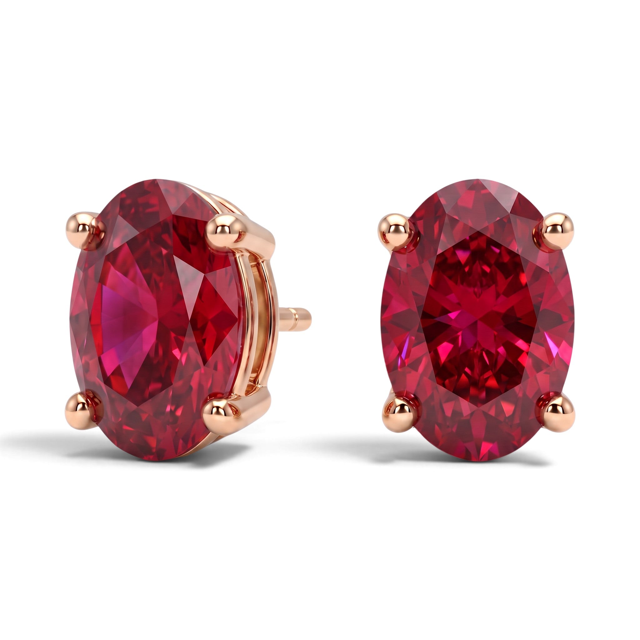 L'Ovale® Ruby Stud Earrings, 14K Rose Gold