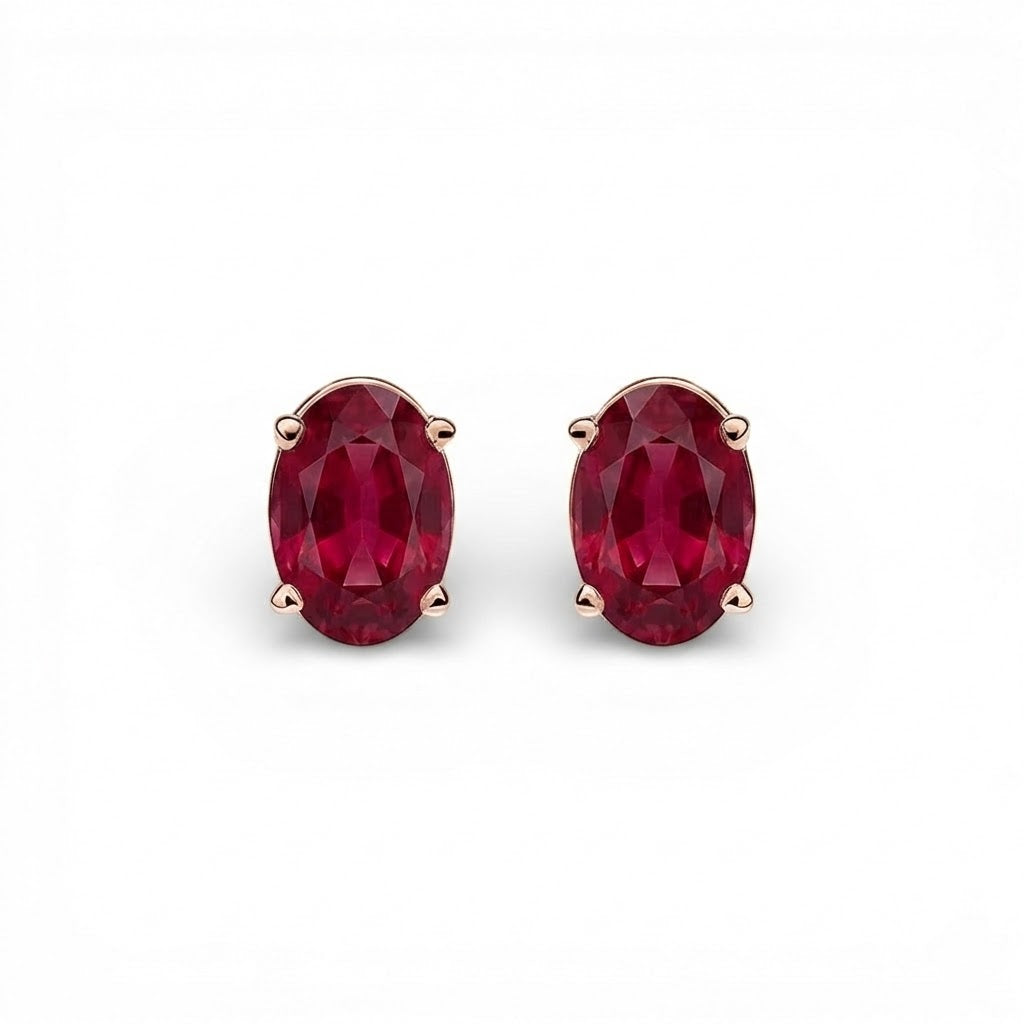 L'Ovale® Ruby Stud Earrings, 14K Rose Gold