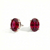 L'Ovale® Ruby Stud Earrings, 14K Rose Gold